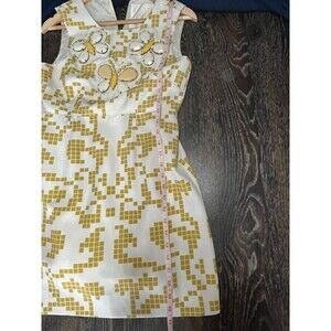 KARTA Ivory Butterfly Large Jewel Beaded Dress Top Size Medium M Geometric N69